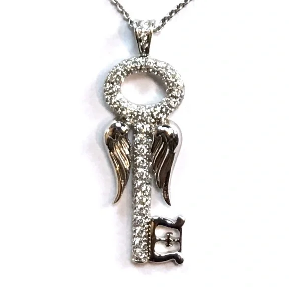 RARE 18K THEO FENNELL DESIGNER VS DIAMOND WING ANGEL KEY PENDANT NECKLACE CHAIN - Picture 5 of 5